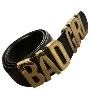 Moschino Black and Gold Statement Belt Size 30 US = 46 ITALY